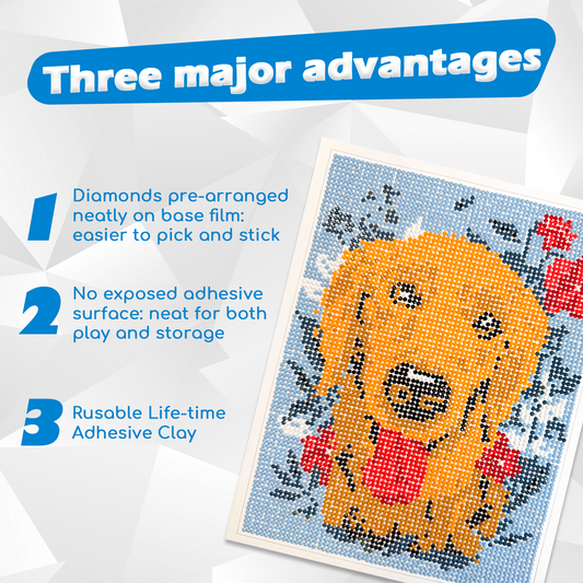 CHARTEKS Diamond Painting Kit for Kids & Adults, Diamond Art with Innovative Diamond Stickers & Coated Paper Base, Mess-Free Letter Size (8.5"x11") DIY Craft for Home Decor, Christmas New Year Gifts [Dog]