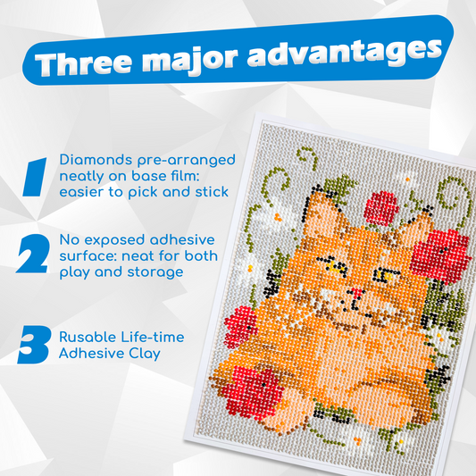 CHARTEKS Diamond Painting Kit for Kids & Adults, Diamond Art with Innovative Diamond Stickers & Coated Paper Base, Mess-Free Letter Size (8.5"x11") DIY Craft for Home Decor, Christmas New Year Gifts [Cat]