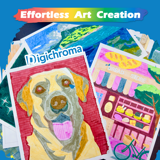 Digichroma Drawing Kit for Kids Ages 6-12 | 80 Color Markers, AI Art Tool & Heat-Erasable Coloring Sheet with Portfolio | Paint by Number Set, Art Supplies & Creative Toys | Gift for Girls Boys Teens
