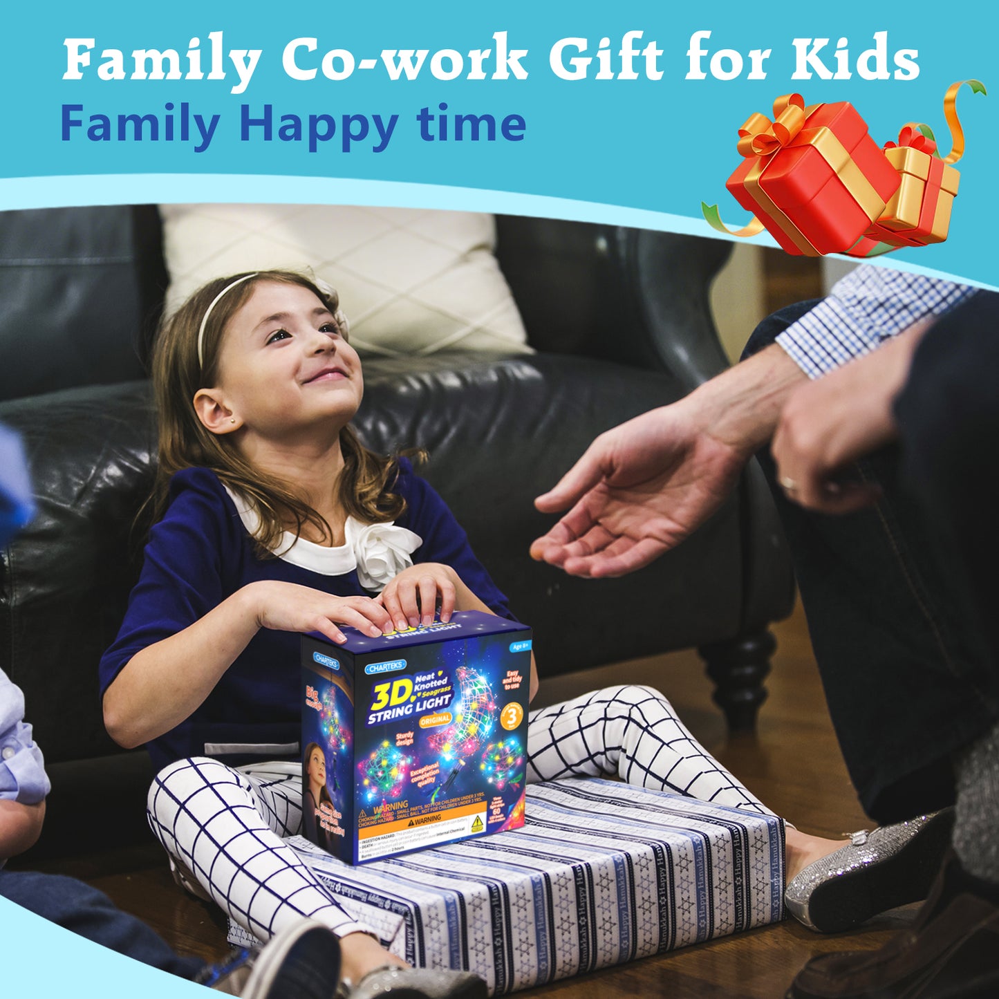 CHARTEKS 3D String Art Kit with LED Lights for Kids | Glue-Free Craft Kit with Wind Chime & Spray Paint | Creative Arts and Crafts Gift for Girls & Boys Ages 8-12 (Seagrass, Original)