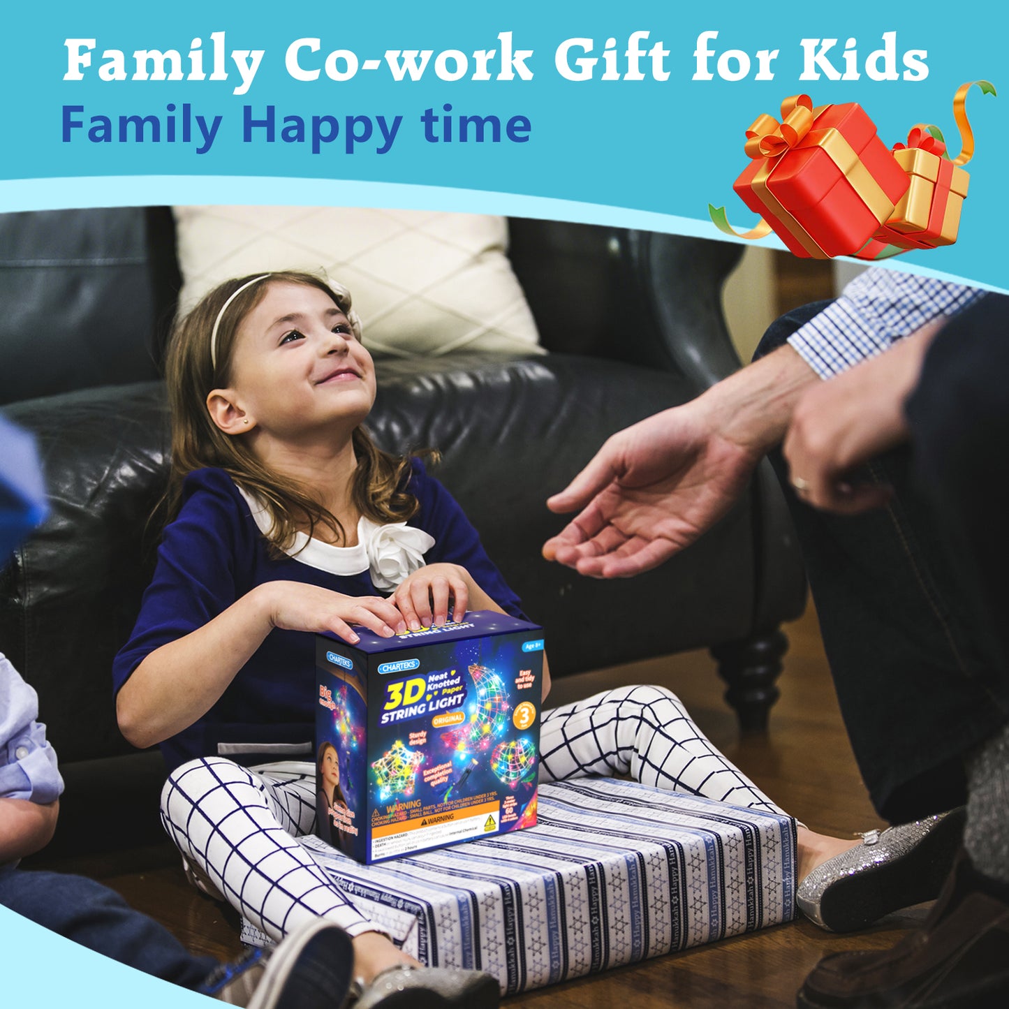 CHARTEKS 3D String Light Craft Kit for Kids, String Art Kit with LED Bulbs and Wind Chime, Arts and Crafts Set, Birthday Gifts for Girls Boys Ages 8+ (Paper String, SNL)