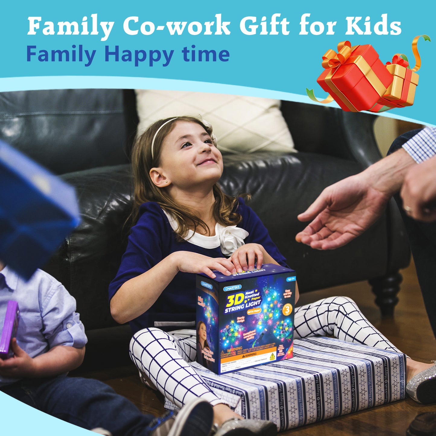 CHARTEKS 3D String Art Kit with LED Lights for Kids | Glue-Free Craft Kit with Wind Chime & Spray Paint | Creative Arts and Crafts Gift for Girls & Boys Ages 8-12 (Paper String, With Paint)