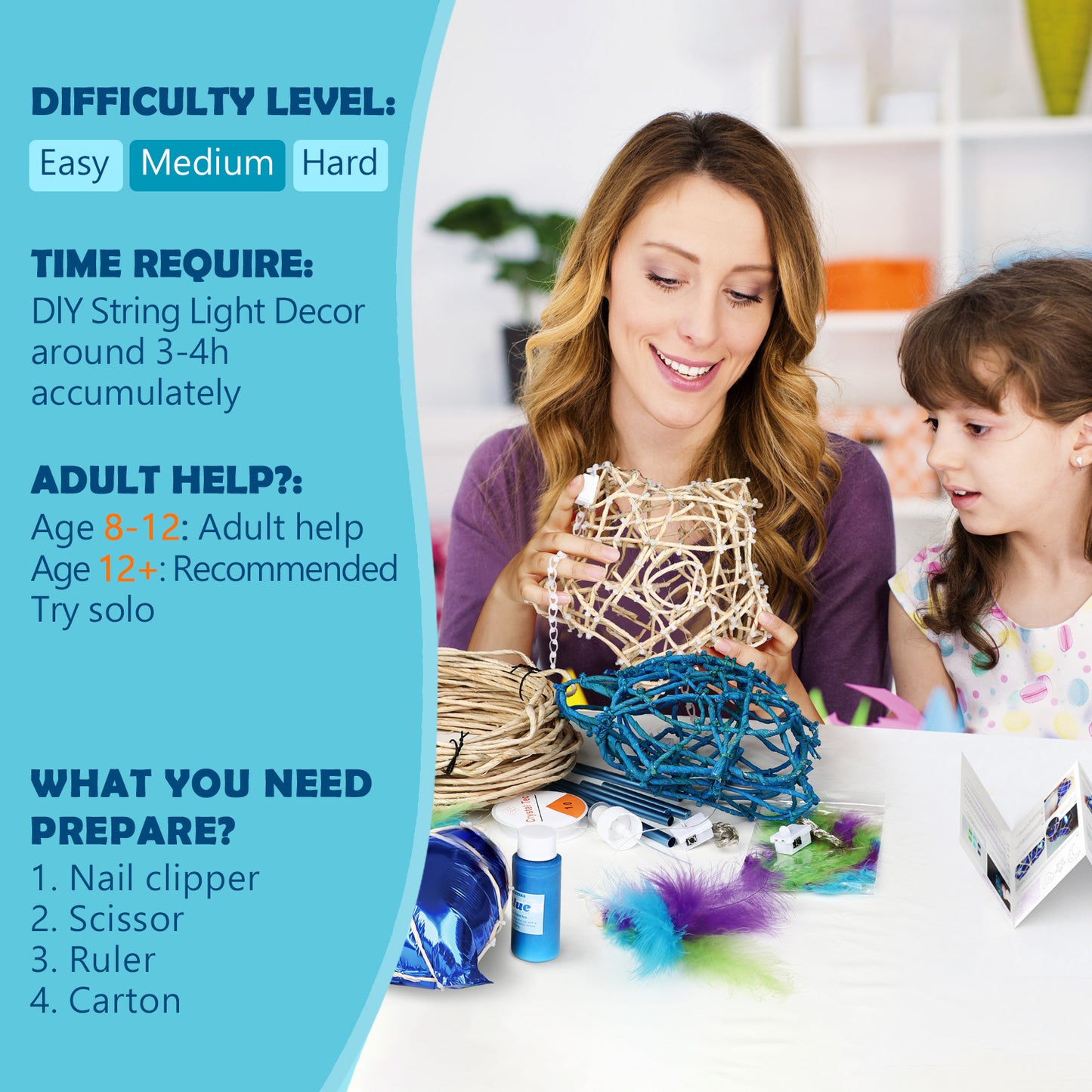 CHARTEKS 3D String Art Kit with LED Lights for Kids | Glue-Free Craft Kit with Wind Chime & Spray Paint | Creative Arts and Crafts Gift for Girls & Boys Ages 8-12 (Corn-Leaf, With Paint)