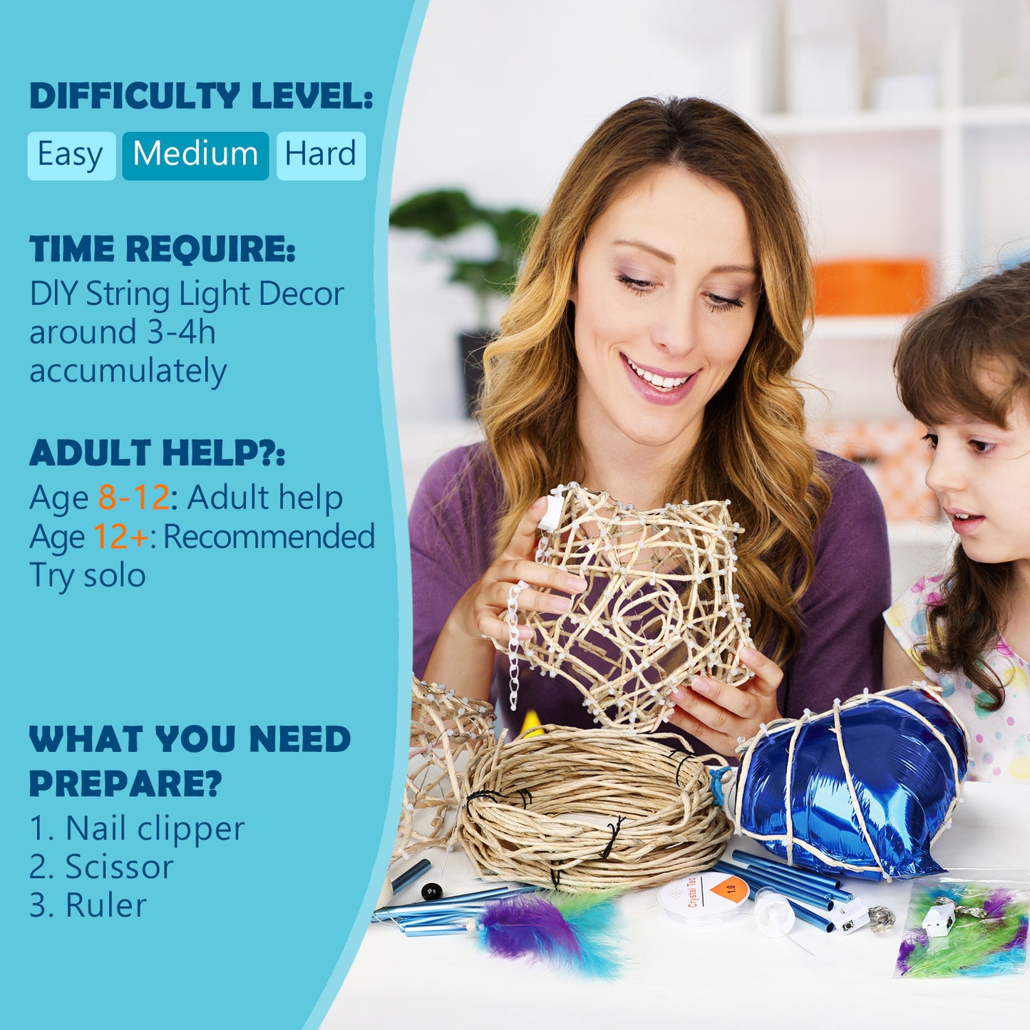 CHARTEKS 3D String Art Kit with LED Lights for Kids | Glue-Free Craft Kit with Wind Chime & Spray Paint | Creative Arts and Crafts Gift for Girls & Boys Ages 8-12 (Corn-Leaf String, Original)