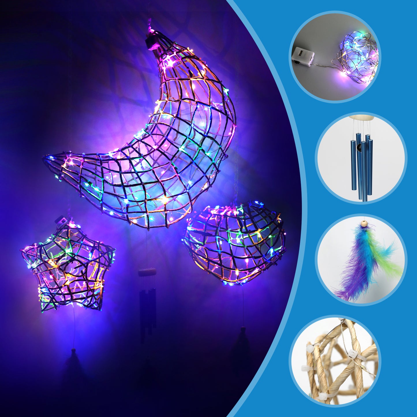 CHARTEKS 3D String Art Kit with LED Lights for Kids | Glue-Free Craft Kit with Wind Chime & Spray Paint | Creative Arts and Crafts Gift for Girls & Boys Ages 8-12 (Corn-Leaf, With Paint)