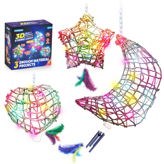 CHARTEKS 3D String Art Kit with LED Lights for Kids | Glue-Free Craft Kit with Wind Chime & Spray Paint | Creative Arts and Crafts Gift for Girls & Boys Ages 8-12 (Corn-Leaf String, Original)