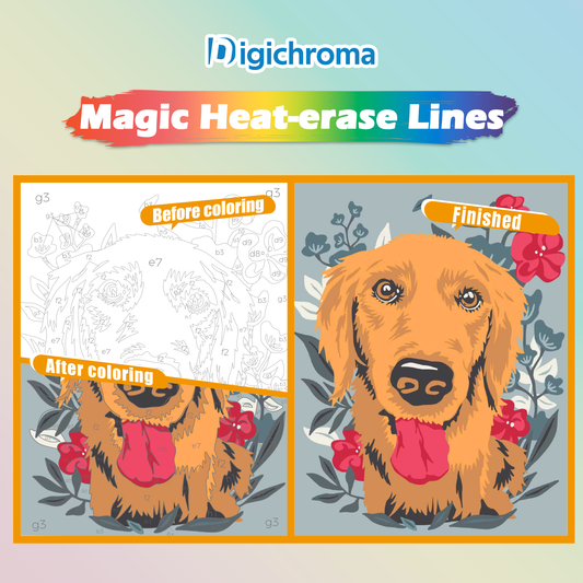 Digichroma Disappearing Lines Paint by Numbers Kit for Kids Ages 6-12, Color by Numbers Kit with16 Dual-Tip Washable Markers, 4 Animal Coloring Pages & Blank Papers, Heat-erase Lines Frame-Worthy Art