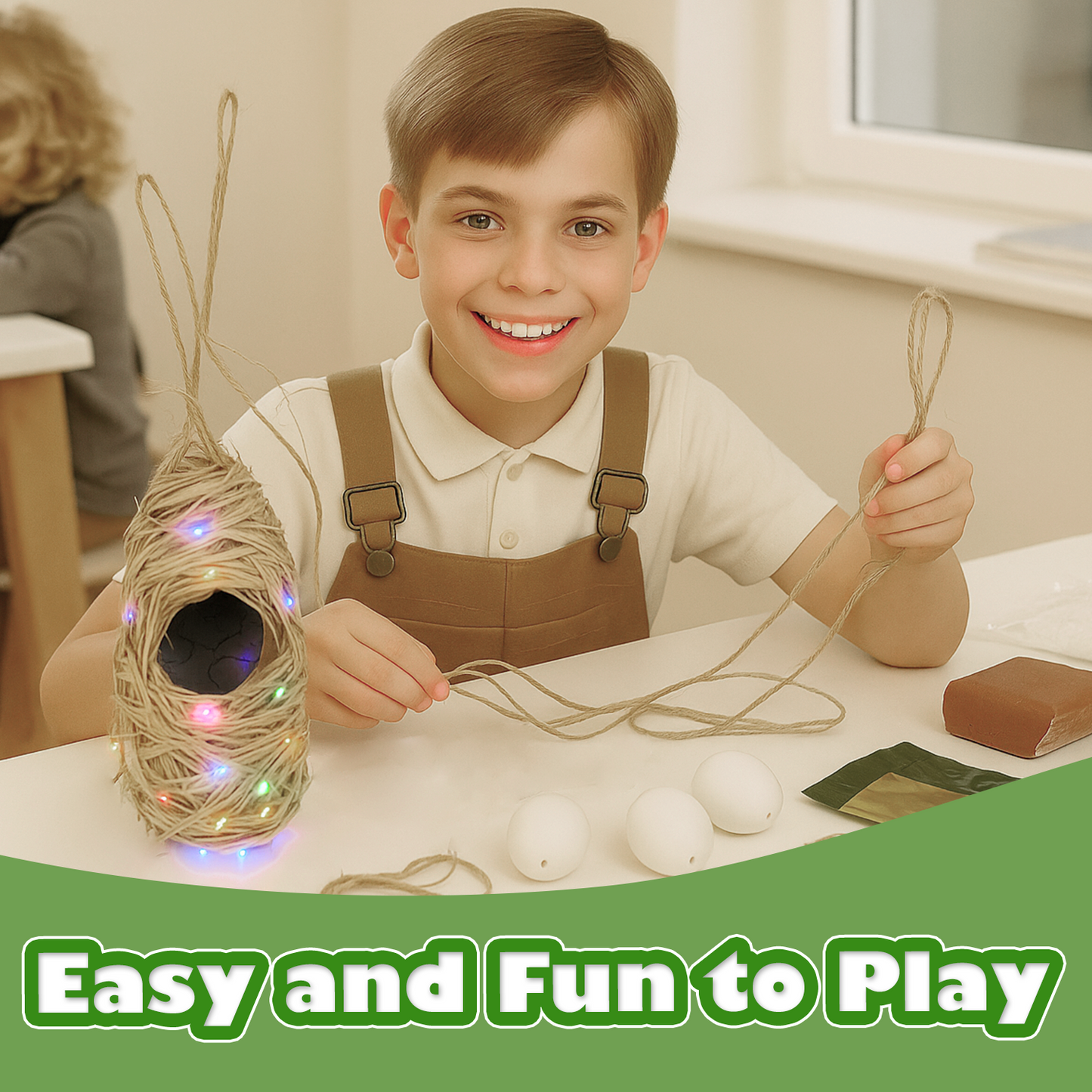 CHARTEKS Bird Nest Craft Kit with LED String Lights - DIY Nature Arts and Crafts STEM Project for Kids & Adults, Creative Home Decor Gift for Boys Girls Ages 8-12 (Oriole)