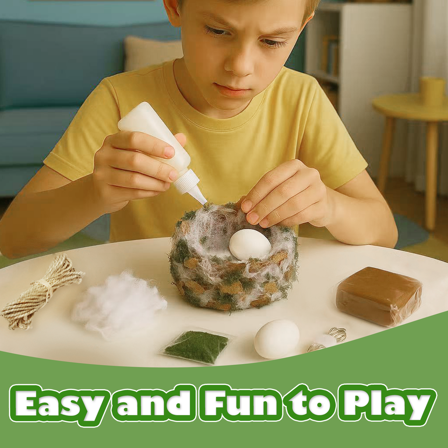 CHARTEKS Bird Nest Craft Kit with LED String Lights - DIY Nature Arts and Crafts STEM Project for Kids & Adults, Creative Home Decor Gift for Boys Girls Ages 8-12 (Hummingbird SNL)